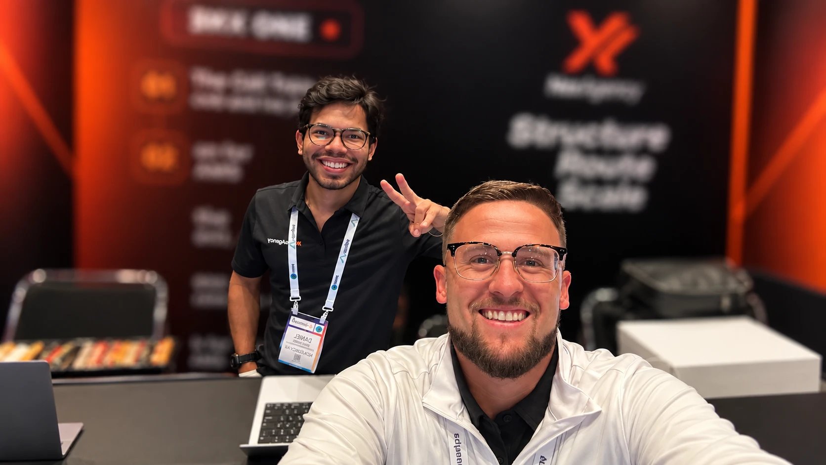 Mitch Gibson and Daniel at the NexAgency booth during ITC Vegas 2026